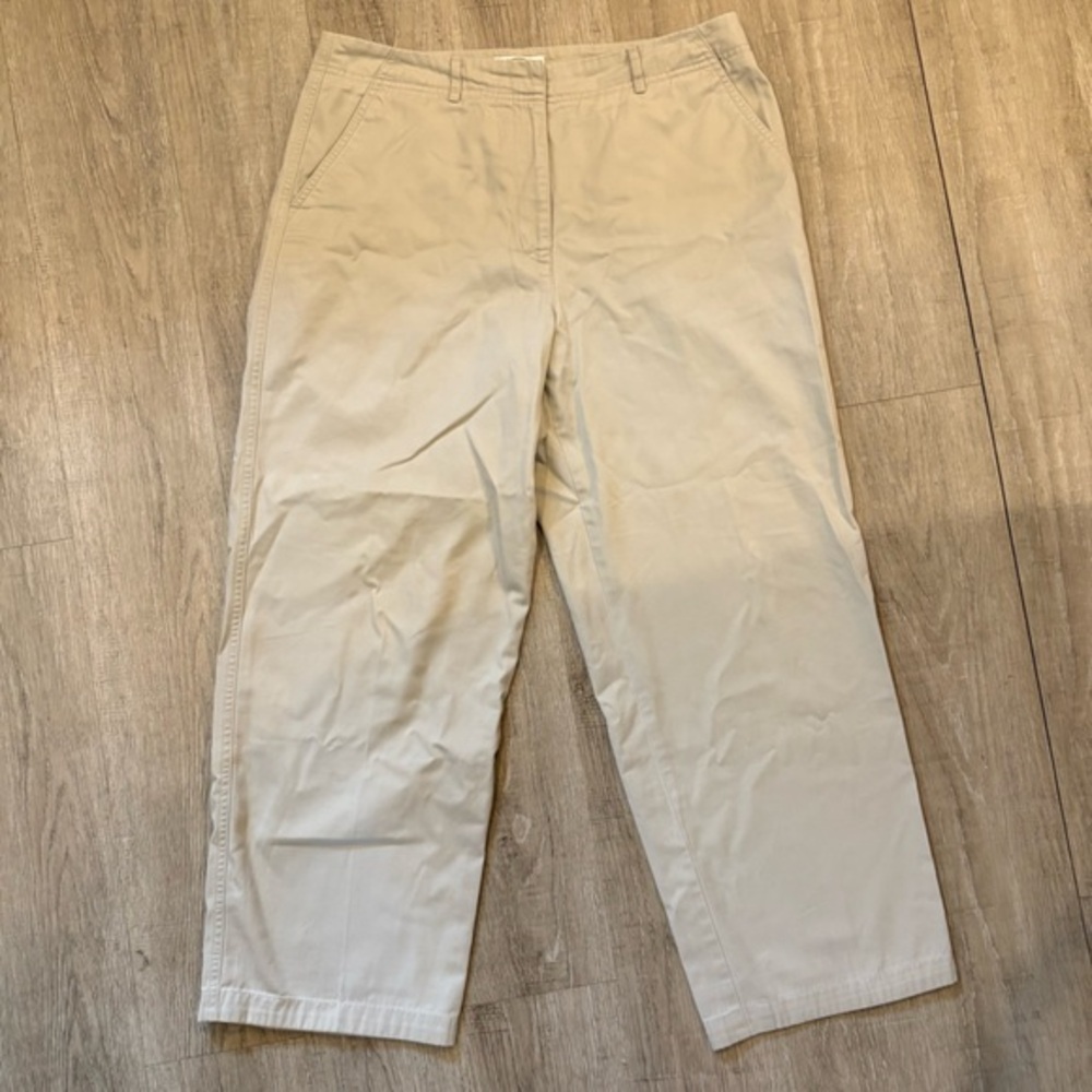 Talbots Petites Tan Chino Style Ankle/Crop Pants 12P 100% Cotton